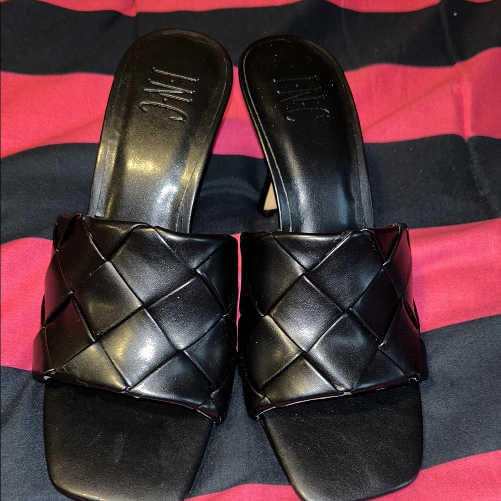 Vince Black Quilted Leather Mules